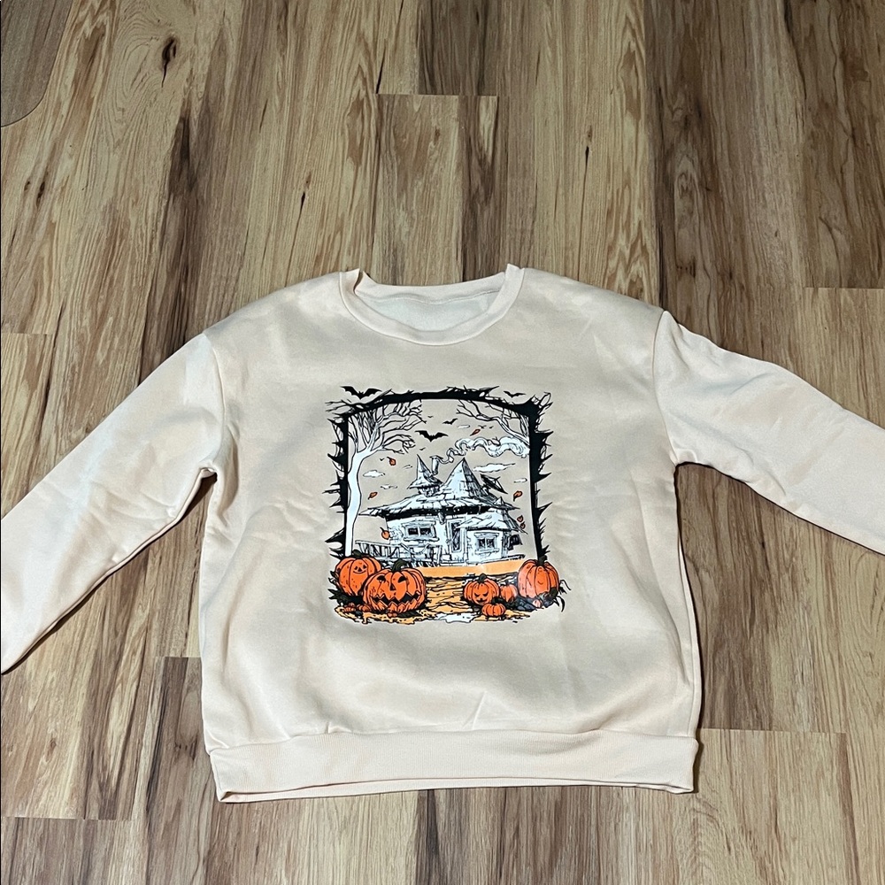 Cream Halloween Graphic Sweater